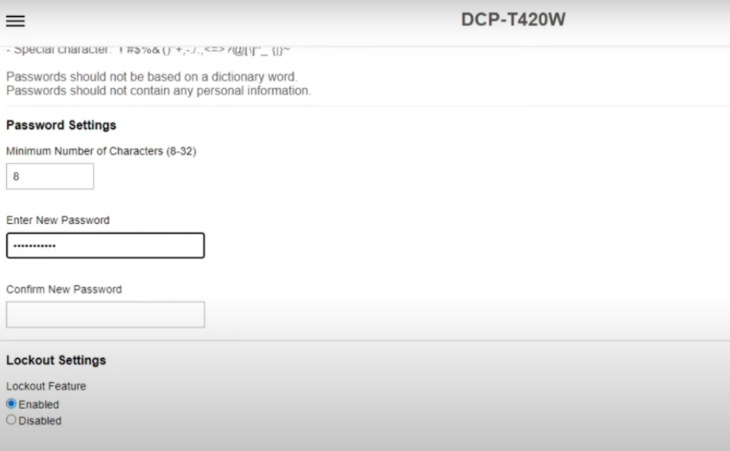 Changing the Brother Printer Default Password